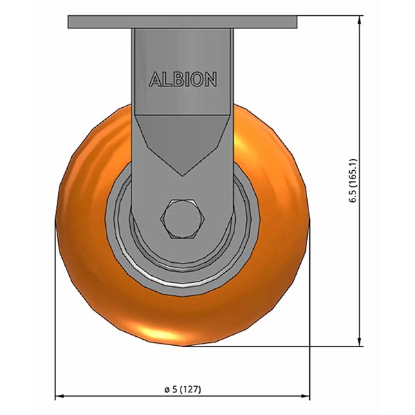 Side view drawing of caster with dimensions